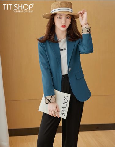 Áo Blazer Nữ Titishop BNN289 xanh ( Đặt 5 -7 Ngày )