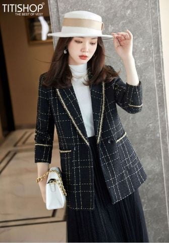 Áo Blazer Nữ Titishop BNN52 Trắng Luxury