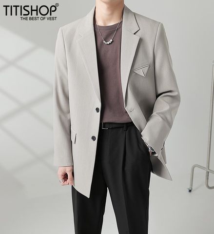 Áo Blazer nam Titishop CHH02 Kem Luxury ( Đặt 5-7 Ngày )