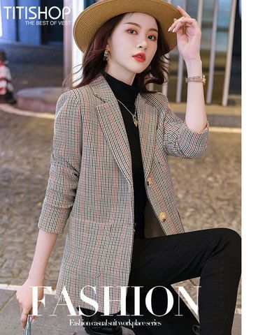 Áo Blazer Nữ Titishop BNN349 Sọc xám (Đặt 5 -7 Ngày )