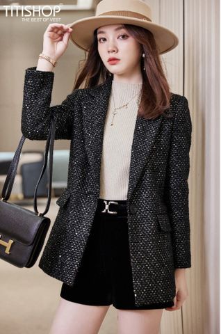 Blazer Nữ Titishop MTN52 Đen ( Đặt 6-8 Ngày )