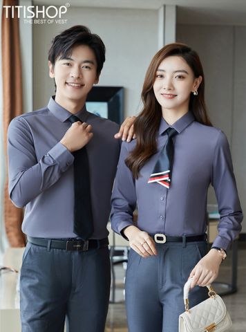 Đồng Phục Sơ Mi Titishop SMC143 (Polyester ) Free Thêu Logo