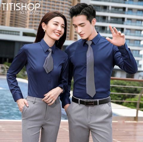 Đồng Phục Sơ Mi Titishop SMC151 (Polyester ) Free Thêu Logo