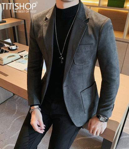 Áo Blazer Da Lộn Titishop  (M-4XL)