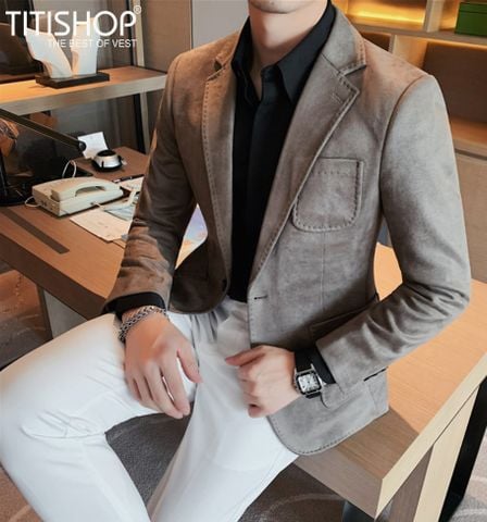 Áo Blazer Da Lộn Titishop  (M-4XL)