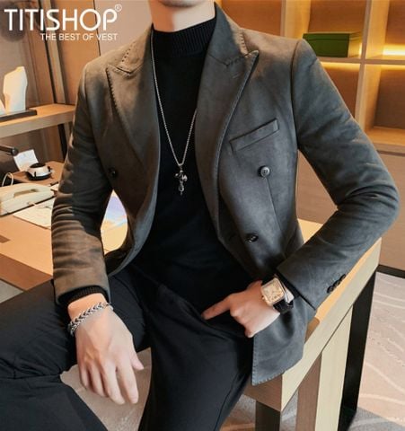 Áo Blazer Da Lộn Titishop  (M-4XL)