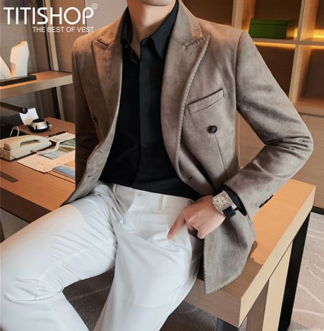 Áo Blazer Da Lộn Titishop  (M-4XL)