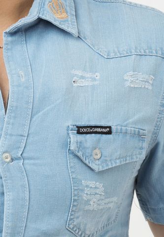 Áo sơ mi denim Titishop ADN48 Tay ngắn ( Ngoại nhập )