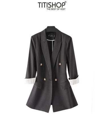 Áo Blazer Nữ Titishop BNN476 Đen 1 Lớp