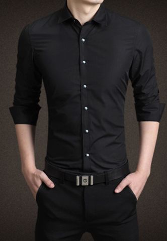 Áo sơ mi Slimfit Titishop SM1025 tay dài ( đen)