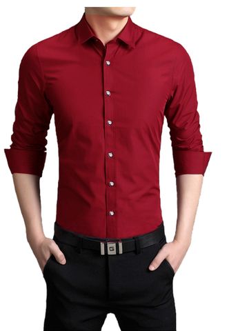 Áo sơ mi Slimfit Titishop SM1032 tay dài ( Đỏ tươi )