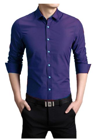 Áo sơ mi Slimfit Titishop SM1028 tay dài ( TÍM THAN  )