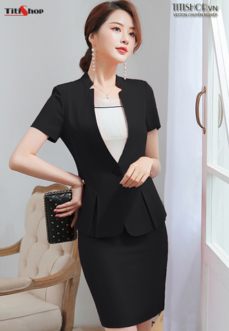 Aó vest Nữ Titishop ACC445 Đen tay ngắn