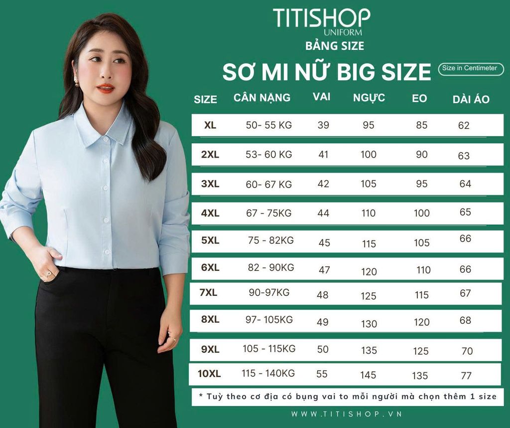 Áo Sơ Mi Nữ Big Size Titishop (XL-10XL)
