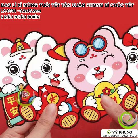  SET 6 BAO LÌ XÌ MỪNG TUỔI TẾT PHONG BÌ HÌNH CHÚ THỎ BUNNY CHÚC PHÚC TRANG TRÍ TÂN NIÊN XUÂN NĂM MỚI LX-0004 