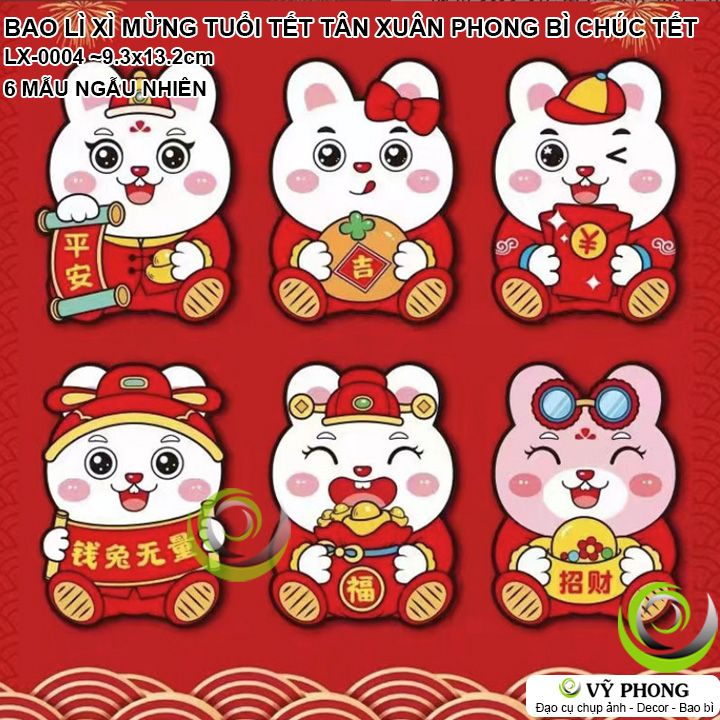 SET 6 BAO LÌ XÌ MỪNG TUỔI TẾT PHONG BÌ HÌNH CHÚ THỎ BUNNY CHÚC PHÚC TR – Vỹ Phong SET 6 BAO LÌ XÌ MỪNG TUỔI TẾT PHONG BÌ HÌNH CHÚ THỎ BUNNY CHÚC PHÚC TR – Vỹ Phong