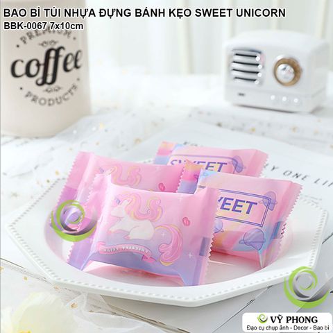  BAO BÌ BÁNH KẸO TÚI HÀN MIỆNG NHỰA OPP 7x10cm SWEET UNICORN BBK-0067 