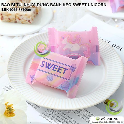  BAO BÌ BÁNH KẸO TÚI HÀN MIỆNG NHỰA OPP 7x10cm SWEET UNICORN BBK-0067 