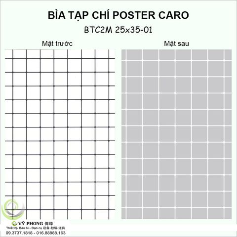  BÌA KẺ CARO 2 MẶT - POSTER CHỤP ẢNH BTC2M25x35-01,2,3 