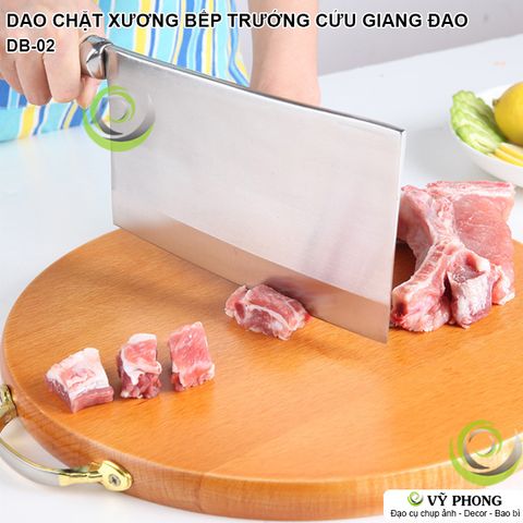  DAO CHẶT XƯƠNG BẾP TRƯỞNG BẾP HOA SIZE LỚN THẬP BÁT TỬ CỬU GIANG ĐAO TAM HỢP KIM THÉP 8Cr13 + 1Cr17 ( CARBON + CRÔM + INOX ) 3 LỚP DB-02 