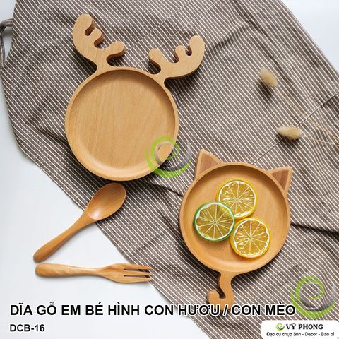  DĨA GỖ EM BÉ HÌNH CON HƯƠU / CON MÈO STYLE NHẬT TRANG TRÍ BẾP ĐẠO CỤ CHỤP ẢNH SẢN PHẨM INS DCB-16a,b 