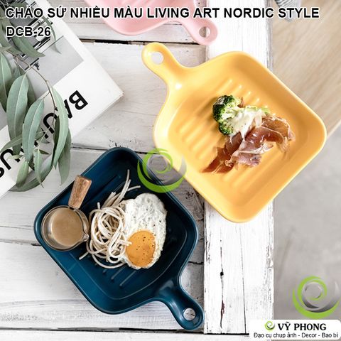  CHẢO SỨ DĨA SỮ MÀU VINTAGE LIVING ART BẮC ÂU NORDIC TRANG TRÍ BẾP ĐẠO CỤ CHỤP HÌNH SẢN PHẨM INS DCB-26 