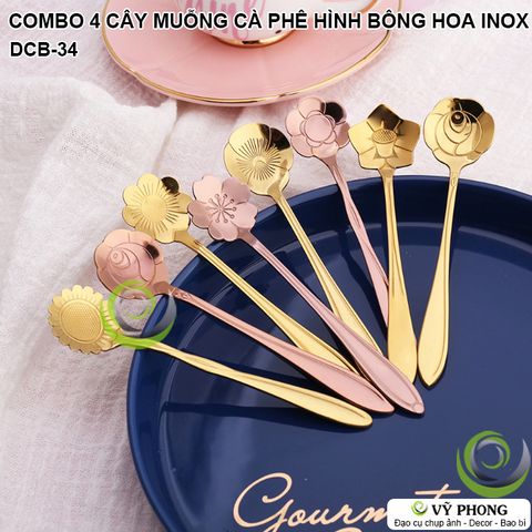  SET COMBO 4 CÂY MUỖNG CÀ PHÊ HÌNH BÔNG HOA INOX BẮC ÂU TRANG TRÍ BẾP CHỤP HÌNH ĐẠO CỤ CHỤP ẢNH SẢN PHẨM INS DCB-34 