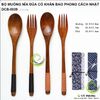 BỘ MUỖNG NĨA ĐŨA GỖ CÓ KHĂN GÓI PHONG CÁCH NHẬT BẢN TRANG TRÍ BẾP ĐẠO CỤ CHỤP ẢNH SẢN PHẨM INS DCB-39