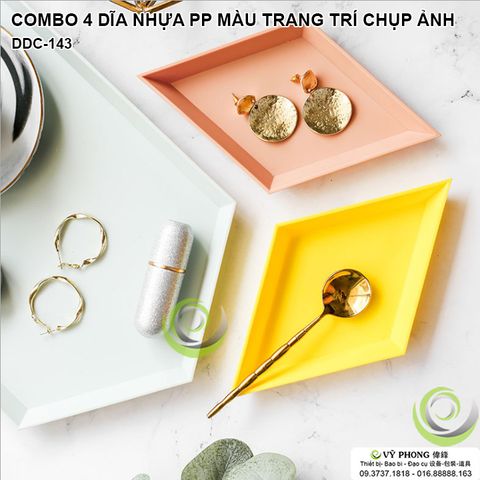  COMBO 4 KHAY DĨA NHỰA PP MÀU TRANG TRÍ ĐẠO CỤ CHỤP ẢNH SẢN PHẨM INS DDC-143 