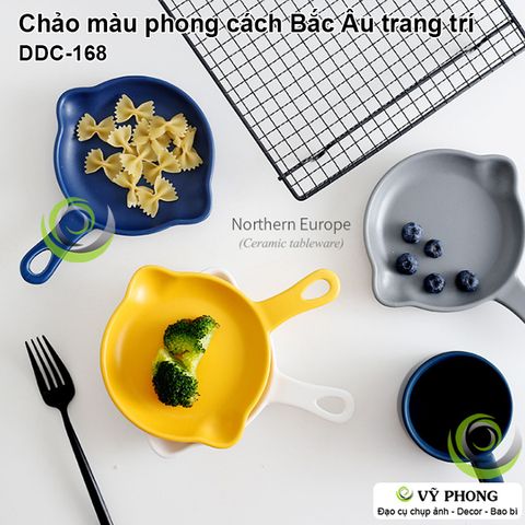  CHẢO SỨ MÀU PHONG CÁCH BẮC ÂU TRANG TRÍ BẾP CHỤP HÌNH ĐẠO CỤ CHỤP ẢNH SẢN PHẨM INS DDC-168a,b 