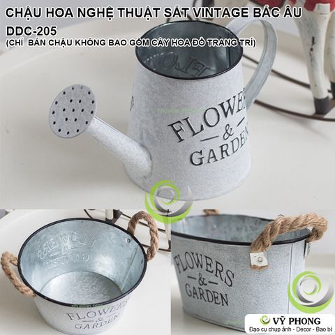  CHẬU HOA SẮT CHẬU CÂY NGHỆ THUẬT SẮT VINTAGE BẮC ÂU FLOWER & GARDEN QUAI DÂY THỪNG TRANG TRÍ ĐẠO CỤ CHỤP ẢNH DDC-205 