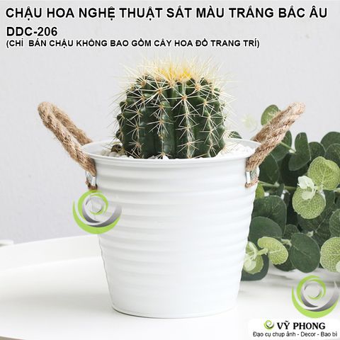  CHẬU HOA SẮT CHẬU CÂY SẮT VINTAGE BẮC ÂU MÀU TRẮNG QUAI DÂY TRANG TRÍ CHỤP HÌNH ĐẠO CỤ CHỤP ẢNH SẢN PHẨM INS DDC-206 