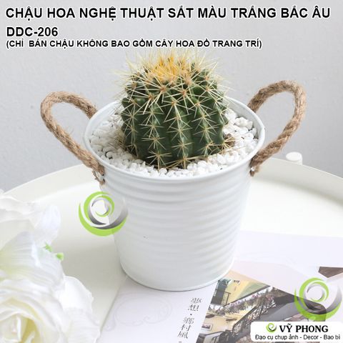  CHẬU HOA SẮT CHẬU CÂY SẮT VINTAGE BẮC ÂU MÀU TRẮNG QUAI DÂY TRANG TRÍ CHỤP HÌNH ĐẠO CỤ CHỤP ẢNH SẢN PHẨM INS DDC-206 