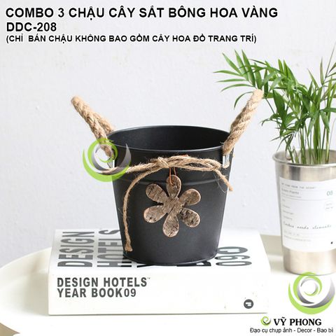  SET COMBO 3 CHẬU CÂY NGHỆ THUẬT SẮT CHẬU HOA SẮT TREO HOA GỖ TRANG TRÍ CHỤP HÌNH ĐẠO CỤ CHỤP ẢNH SẢN PHẨM INS DDC-208 