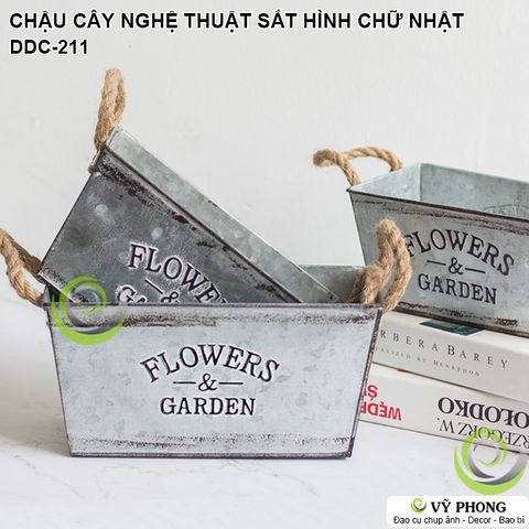  CHẬU CÂY NGHỆ THUẬT SẮT CHẬU HOA SẮT HÌNH VUÔNG VINTAGE TRANG TRÍ CHỤP HÌNH ĐẠO CỤ CHỤP ẢNH SẢN PHẨM INS DDC-211 