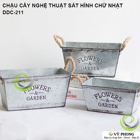  CHẬU CÂY NGHỆ THUẬT SẮT CHẬU HOA SẮT HÌNH VUÔNG VINTAGE TRANG TRÍ CHỤP HÌNH ĐẠO CỤ CHỤP ẢNH SẢN PHẨM INS DDC-211 