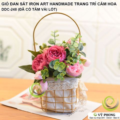  GIỎ XÁCH HOA ĐAN SẮT KÈM TẤM LÓT VẢI TRANG TRÍ PHONG CÁCH BẮC ÂU VƯỜN HOA TRANG TRÍ ĐẠO CỤ CHỤP ẢNH SẢN PHẨM INS DDC-248 