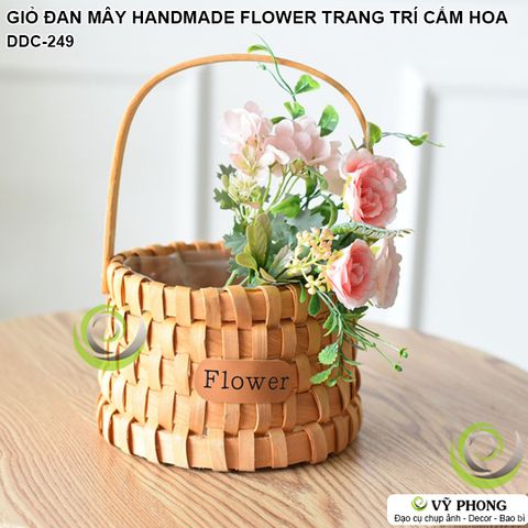  GIỎ HOA ĐAN MÂY TỰ NHIÊN HANDMADE GẮN TAG DA FLOWER TRANG TRÍ VƯỜN PHỒNG KHÁCH ĐẠO CỤ CHỤP ẢNH SẢN PHẨM INS DDC-249 