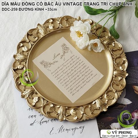  DĨA SƠN MÀU ĐỒNG CỔ KHAY NHỰA VINTAGE BẮC ÂU XƯA TRANG TRÍ BÀN ĂN ĐẠO CỤ CHỤP ẢNH SẢN PHẨM INS DDC-259 