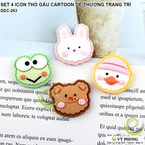  SET COMBO 4 ICON LOGO HÌNH BÉ THỎ GẤU CARTOON SIÊU CUTE DÁN ỐP LƯNG ĐIỆN THOẠI ĐẠO CỤ DECOR TRANG TRÍ CHỤP HÌNH DDC-263 