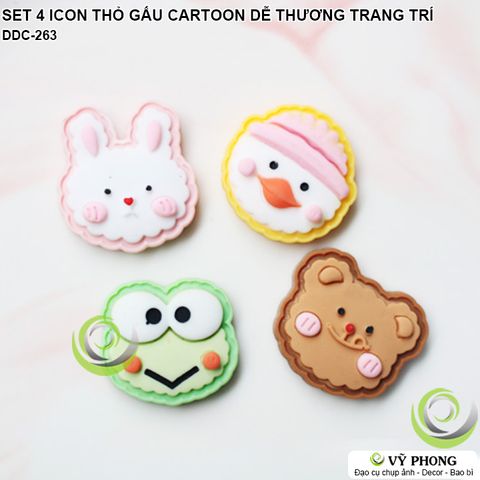  SET COMBO 4 ICON LOGO HÌNH BÉ THỎ GẤU CARTOON SIÊU CUTE DÁN ỐP LƯNG ĐIỆN THOẠI ĐẠO CỤ DECOR TRANG TRÍ CHỤP HÌNH DDC-263 