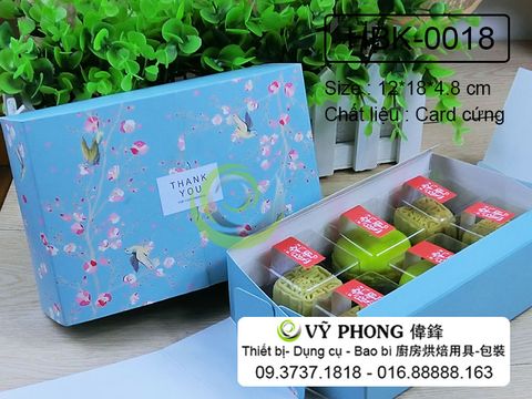  Hộp Bánh Kẹo - Hộp Bánh Kẹo Hoa Văn Vintage Xanh (Nắp mở ngang) 