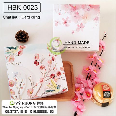  Hộp Bánh Kẹo - Hộp Bánh Kẹo Mùa Xuân Hoa Đào/Chim HANDMADE (Hình vuông) 