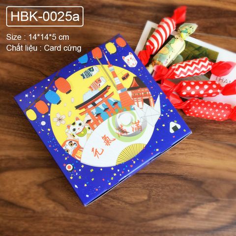  Hộp Bánh Kẹo - Hộp Bánh Kẹo Phong Cách Tết Nhật (hình vuông) HBK-0025 