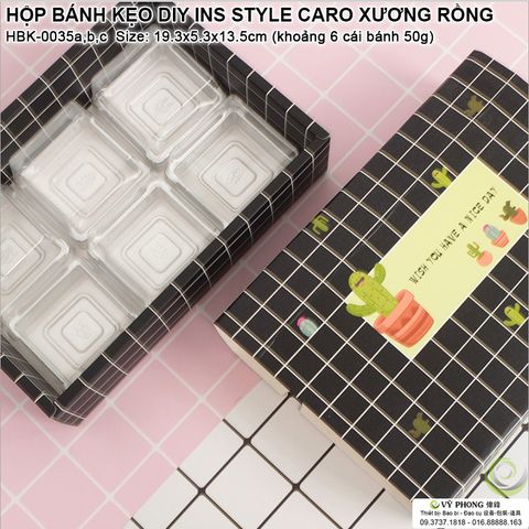  HỘP BÁNH KẸO DIY INS STYLE CARO XƯƠNG RỒNG HBK-0035a,b,c 