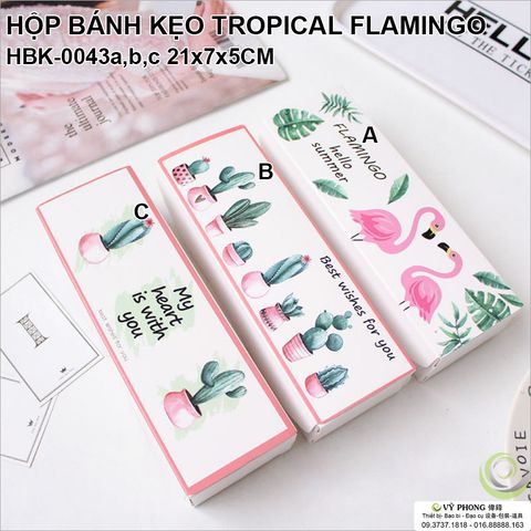  HỘP BÁNH KẸO TROPICAL FLAMINGO HBK-0043a,b,c  21x7x5cm 