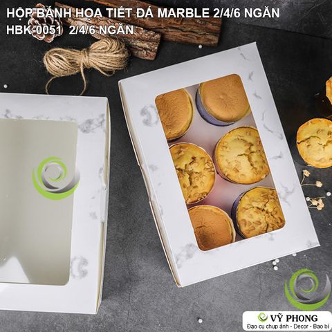  HỘP ĐỰNG BÁNH 2/4/6 NGĂN HỌA TIẾT ĐÁ MARBLE BAO BÌ BÁNH KẸO HBK-0051 