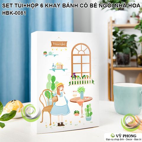  SET TÚI+HỘP 6 NGĂN BÁNH ĐỰNG BÁNH KẸO HÌNH CÔ BÉ CÙNG NGÔI NHÀ HOA CÂY MỘNG MƠ ĐỰNG BÁNH TRỨNG BÁNH TRUNG THU HBK-0081 