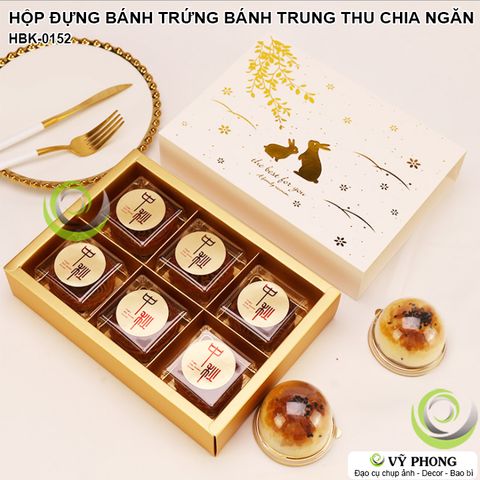  HỘP GIẤY ĐỰNG BÁNH KẸO BÁNH TRUNG THU ~80g CHIA NGĂN ĐỰNG QUÀ TẶNG CÁC DỊP LỄ TẾT IN NHŨ VÀNG HÌNH THỎ NGỌC HBK-0152 