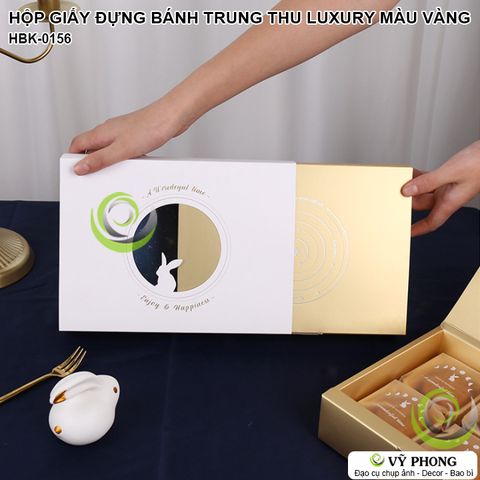  HỘP GIẤY ĐỰNG BÁNH TRUNG THU MÀU VÀNG LUXURY NẮP MỞ VÀ BAO NGOÀI IN HÌNH THỎ HỘP QUÀ TẶNG DỊP LỄ TẾT HBK-0156 